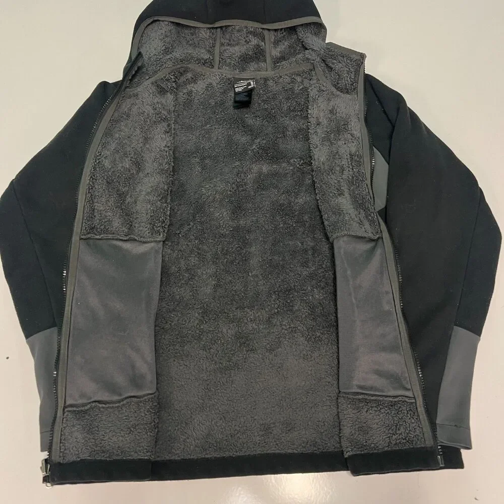 The North Face Jacket Boys XL 18-20 Black Gray Fleece Hooded Full Zip Lined